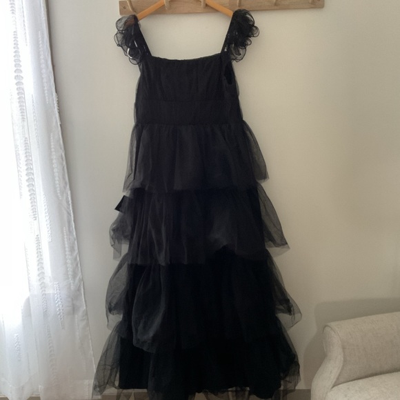 Lulus Tulle For Love Black Mesh Tulle Tiered Ruffled Maxi Dress NWT XXL - Picture 8 of 16